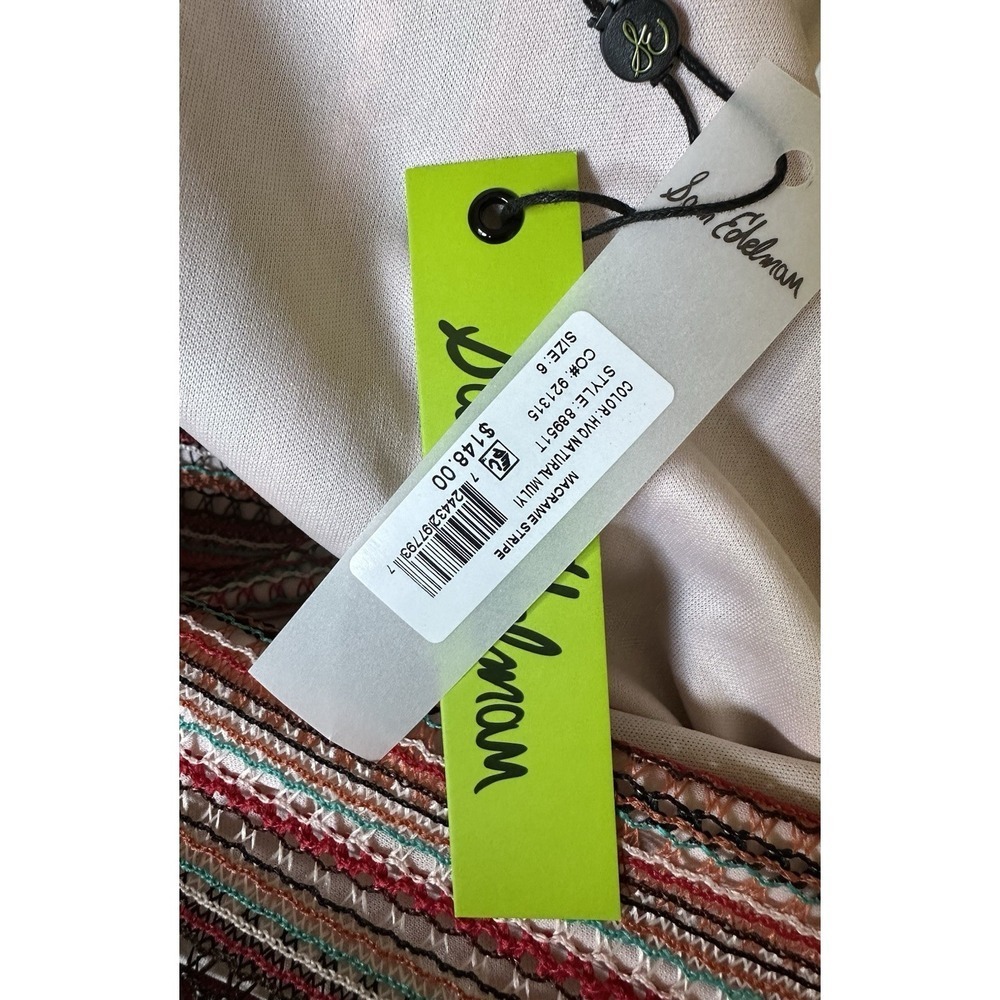 Sam Edelman Striped Midi Dress Size 6 Multicolor Belted Spaghetti Strap NWT - Picture 10 of 11